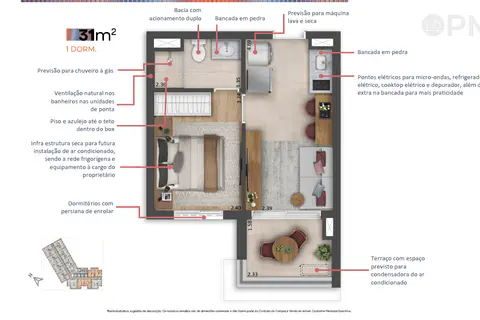 Studios 25m², 31m² e 48m² na Vila Madalena - Planta & Ambientes - foto 4
