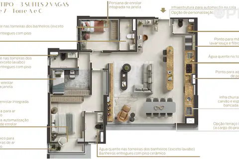 Apartamentos 75m² a 107m² 2 à 4 dorms em Alphaville (USE SEU FGTS) - Planta & Ambientes - foto 4