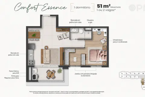 Apartamentos 47m² à 77m² 200m Pq Municipal Barueri (USE SEU FGTS) - Planta & Ambientes - foto 4