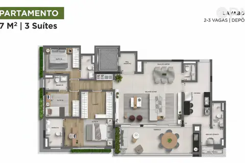 Apartamento 167m² 3 suítes Alpha Vert Tamboré - foto 4
