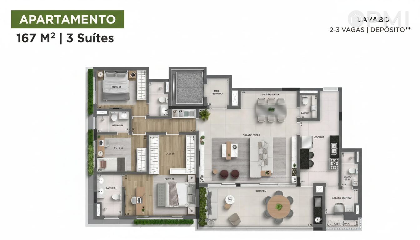 Apartamento 167m² 3 suítes Alpha Vert Tamboré - foto 4