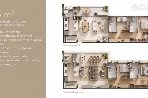 Apartamentos 113m² e 165m² DTQ Alameda ARQOS | Townhouses em Alphaville - Planta & Ambientes - foto 2